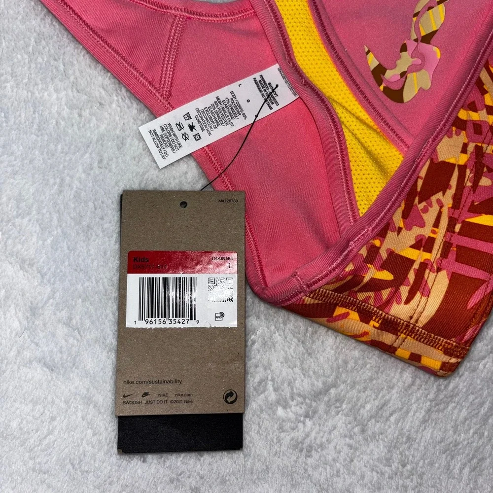 Nike Girls Reversible Sports Bra Pink/Yellow